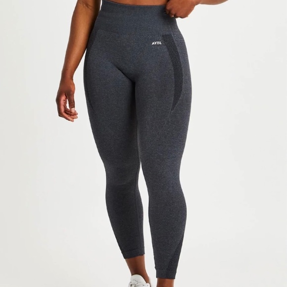 AYBL Pants - ABYL Balance V2 Seamless Leggings Speckle Black Grey Compression High Rise LARGE